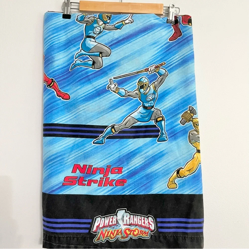 Vintage Power Rangers Ninja Storm Ninja Strike Flat Twin Bed Sheet Kids Clean